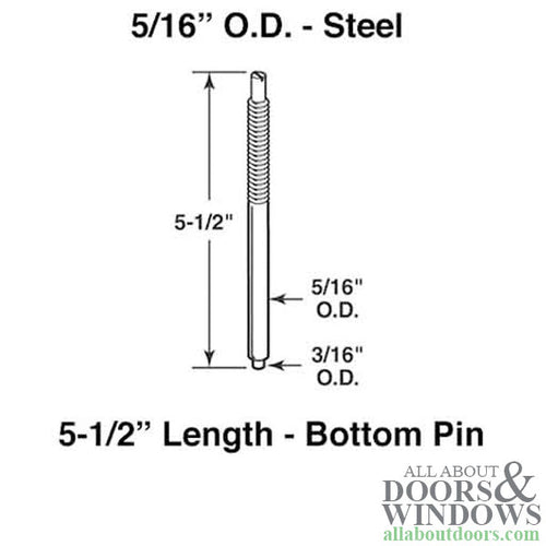 Threaded Bottom Pivot Rod 5/16 Inch - Threaded Bottom Pivot Rod 5/16 Inch