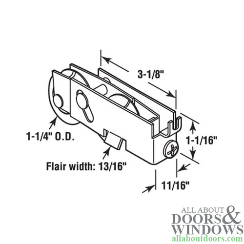 Sliding Door Roller Steel Ball Bearing C-Tab Sliding Door Tandem Roller for Pacific Doors 1.25 Inch Steel Wheel - Sliding Door Roller Steel Ball Bearing C-Tab Sliding Door Tandem Roller for Pacific Doors 1.25 Inch Steel Wheel