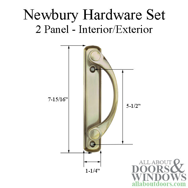 Andersen Newbury 2 Panel Gliding Door Hardware Set - Antique Brass - Andersen Newbury 2 Panel Gliding Door Hardware Set - Antique Brass