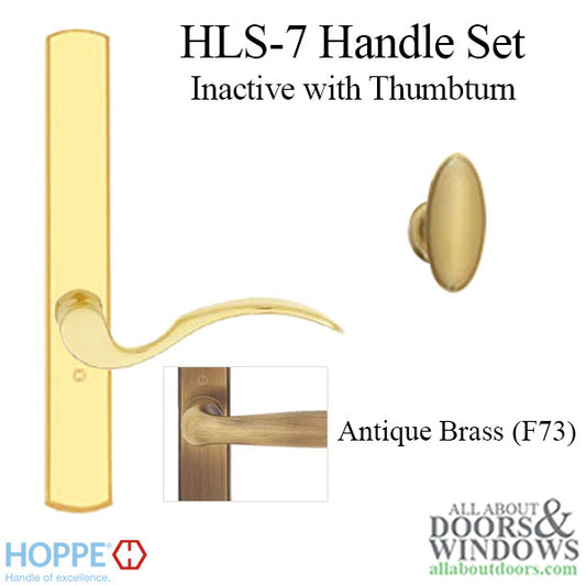 HOPPE HLS7 Handle Set with Munchen Lever Non Keyed Inactive Antique Brass