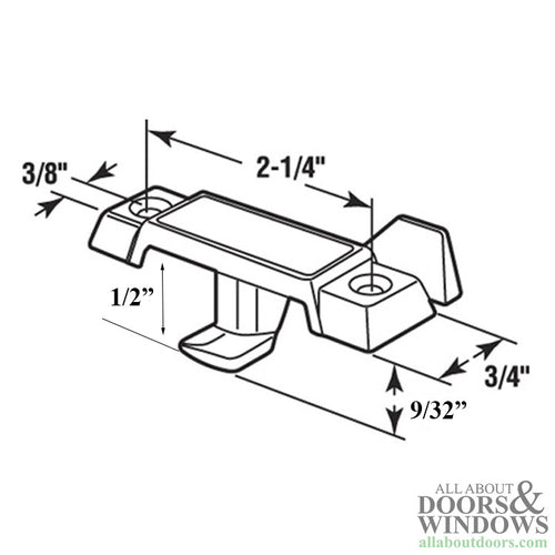 Offset sash Lock/Latch - 1/2 inch  - White - Acorn Window Parts - Offset sash Lock/Latch - 1/2 inch  - White - Acorn Window Parts
