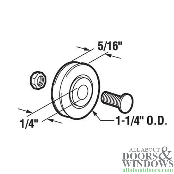 Roller Assembly with 1-1/4 Inch Steel Wheel for Sliding Screen Door - Roller Assembly with 1-1/4 Inch Steel Wheel for Sliding Screen Door