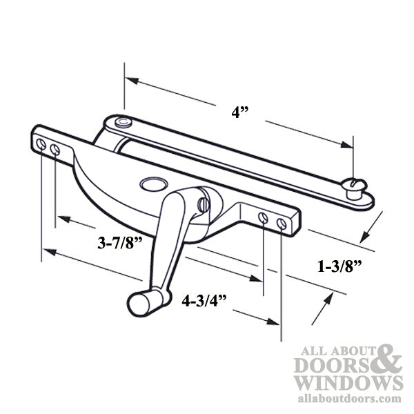 Right Hand Window Operator with 4 Inch Link for Jalousie / Louver Windows - Aluminum - Right Hand Window Operator with 4 Inch Link for Jalousie / Louver Windows - Aluminum