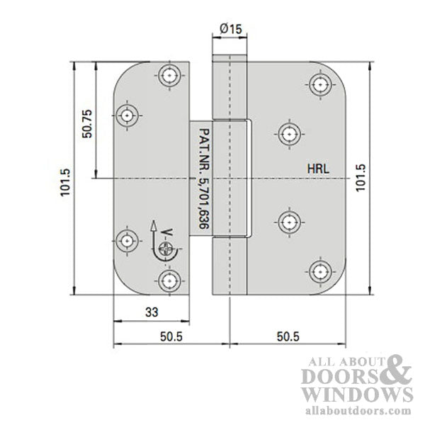 Adjustable Hinge Millennium 2D 4 x 4 Set (V) NRP Outswing - Adjustable Hinge Millennium 2D 4 x 4 Set (V) NRP Outswing