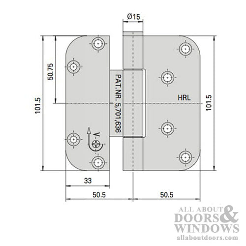 Adjustable Hinge Millennium 2D 4 x 4 Set (V) NRP Outswing - Adjustable Hinge Millennium 2D 4 x 4 Set (V) NRP Outswing