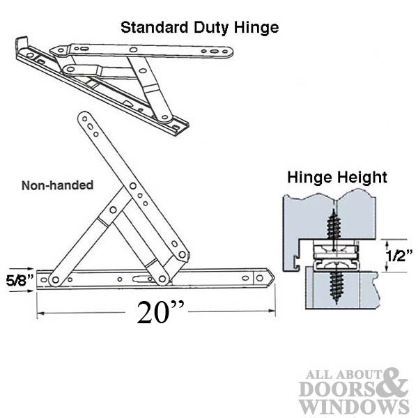 4 Bar Hinges 20 inch Window Track, Truth 34.16 - SS - 4 Bar Hinges 20 inch Window Track, Truth 34.16 - SS