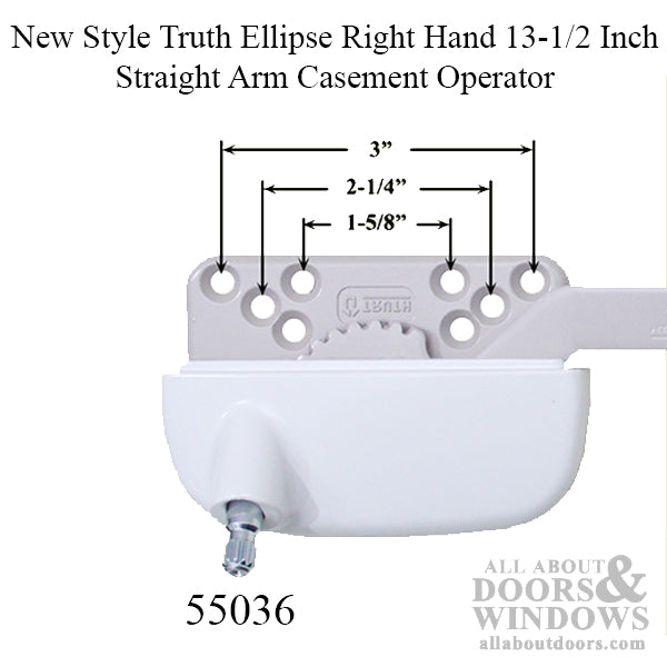 New Style Truth Ellipse Right Hand 13-1/2 Inch Straight Arm Casement Operator - Choose Color - New Style Truth Ellipse Right Hand 13-1/2 Inch Straight Arm Casement Operator - Choose Color