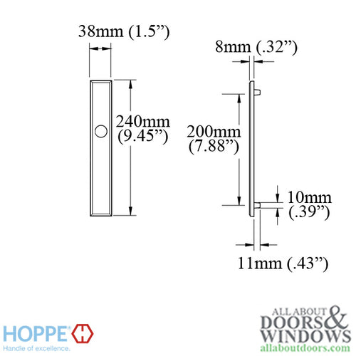 HOPPE Dallas Exterior Backplate M2161N for Inactive Handlesets - Satin Nickel - HOPPE Dallas Exterior Backplate M2161N for Inactive Handlesets - Satin Nickel