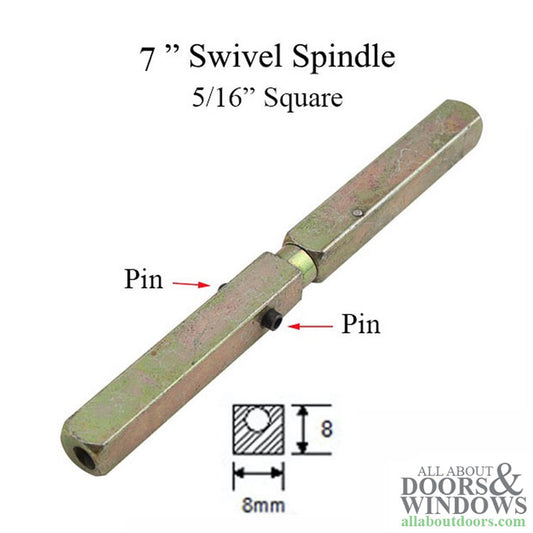 Swivel spindle 5/16 x 7" with pin stop