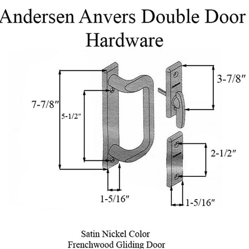 Andersen Frenchwood Gliding Door Trim Hardware, Anvers 4 Panel Interior and Exterior - Satin Nickel - Andersen Frenchwood Gliding Door Trim Hardware, Anvers 4 Panel Interior and Exterior - Satin Nickel