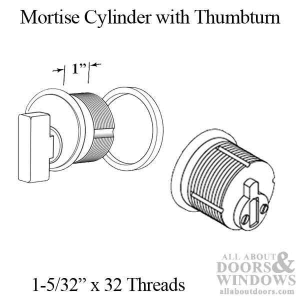 Mortise Cylinder with Thumbturn, Zinc, Choose Color - Mortise Cylinder with Thumbturn, Zinc, Choose Color