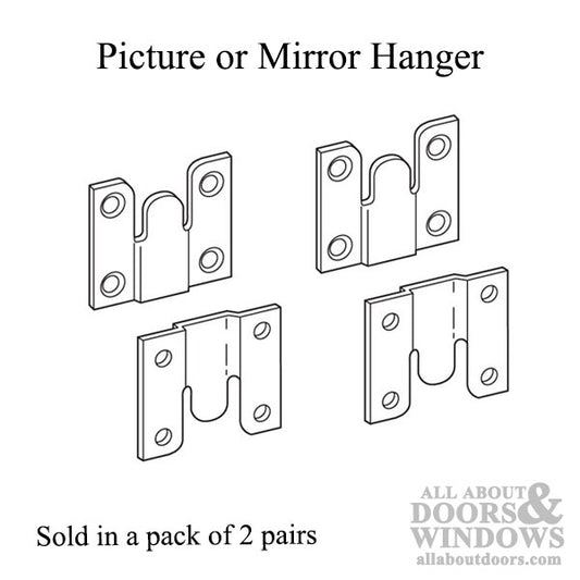 Steel Picture or Mirror Hangers - 4 Pack (2 Pairs)