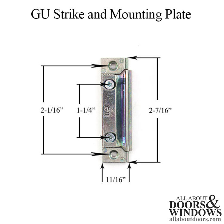 GU Strike and mounting plate, Interchangeable Latch Piece - GU Strike and mounting plate, Interchangeable Latch Piece