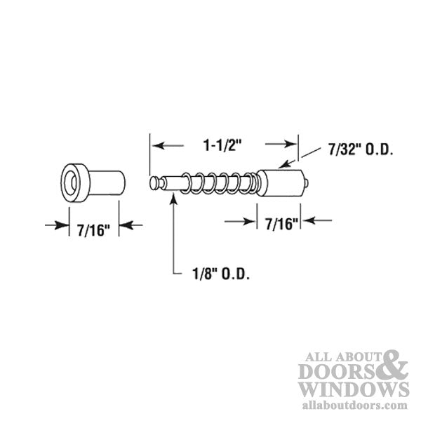 Spring Loaded Plunger Bolt with Snap on Cap 1-1/2