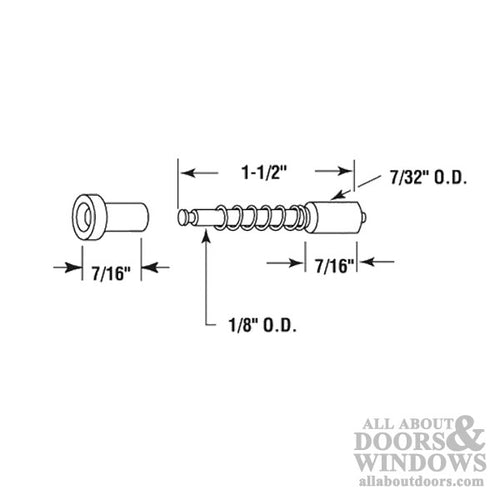 Spring Loaded Plunger Bolt with Snap on Cap 1-1/2