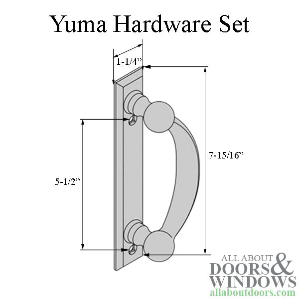 Andersen Yuma 2-Panel Gliding Door Interior/Exterior Trim Hardware - Distressed Nickel - Andersen Yuma 2-Panel Gliding Door Interior/Exterior Trim Hardware - Distressed Nickel