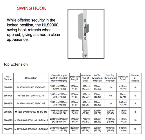 16mm  Active Swing Hook, 45/92 Hook @ 29.65