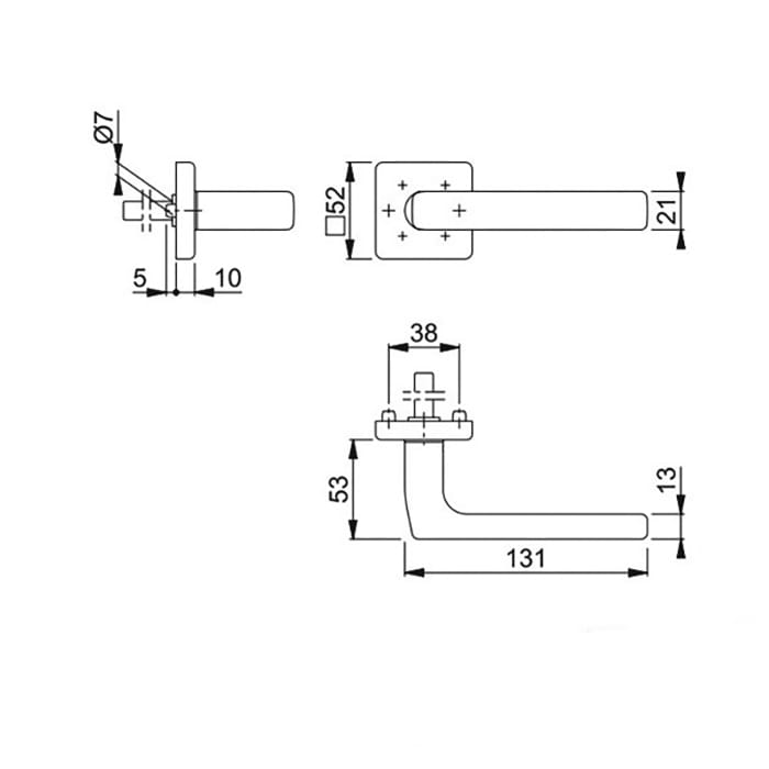 Hoppe Dallas Half Handle for Interior Entrance Doors - Stainless Steel - Hoppe Dallas Half Handle for Interior Entrance Doors - Stainless Steel