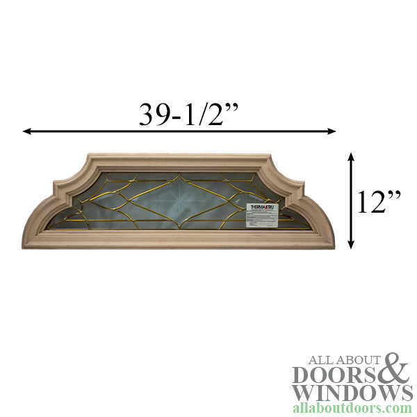 Scrolled Top/ Bottom, Leaded Glass, Brass Caming - L & R Pair - Scrolled Top/ Bottom, Leaded Glass, Brass Caming - L & R Pair