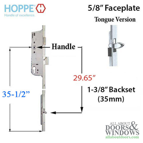 Hoppe 16mm Manual Tongue Gear, 35/92, Tongue at 29.65 Inch - Hoppe 16mm Manual Tongue Gear, 35/92, Tongue at 29.65 Inch