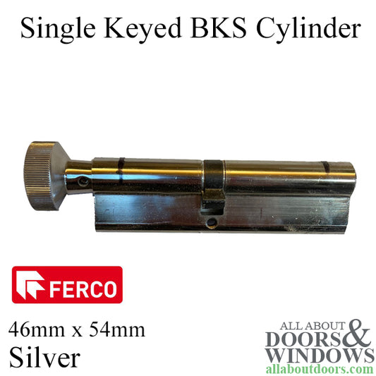 BKS Cylinder, Single Keyed, 46mm x 54mm - Silver
