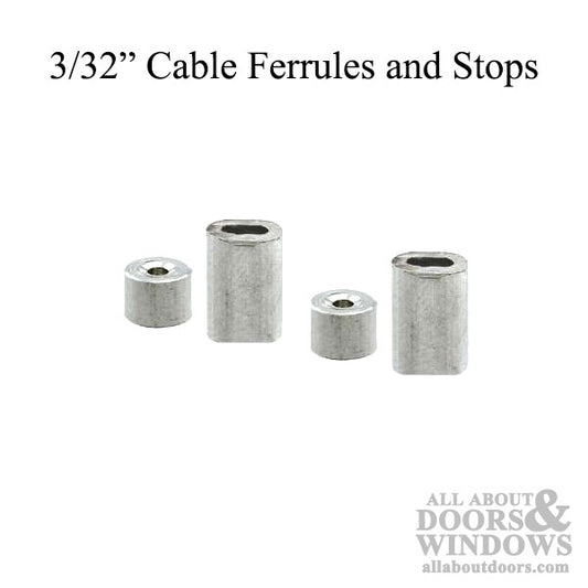 Cable Ferrules and Stops, Garage door;  3/32 Inch