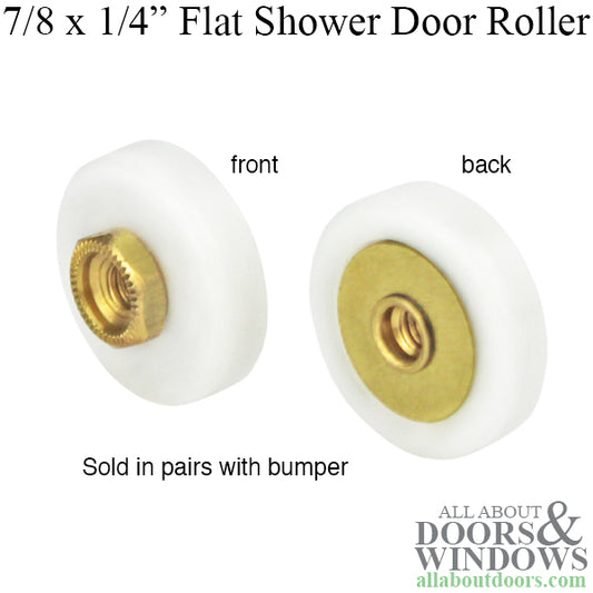 Roller, 7/8 x 1/4 Flat Stainless Bearings - Shower Door - Pairs w/ bumper