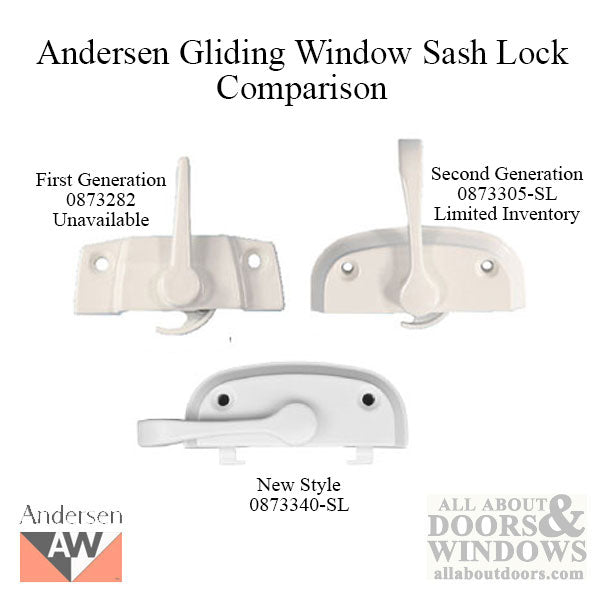 Andersen 200 Series Gliding Window Sash Lock, New Style - White - Andersen 200 Series Gliding Window Sash Lock, New Style - White