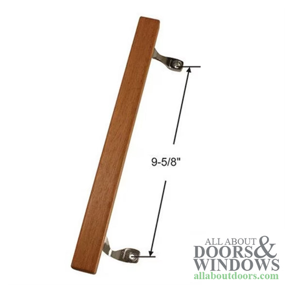 Sliding Patio Door Handle, Wood, Metal Brackets, 9-5/8 Inch Screw Hole Center - Sliding Patio Door Handle, Wood, Metal Brackets, 9-5/8 Inch Screw Hole Center