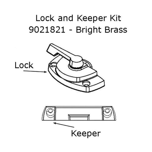 Discontinued.  Andersen Tilt-Wash (DC) & (TW) Windows - Lock and Keeper Kit - Bright Brass - Discontinued.  Andersen Tilt-Wash (DC) & (TW) Windows - Lock and Keeper Kit - Bright Brass
