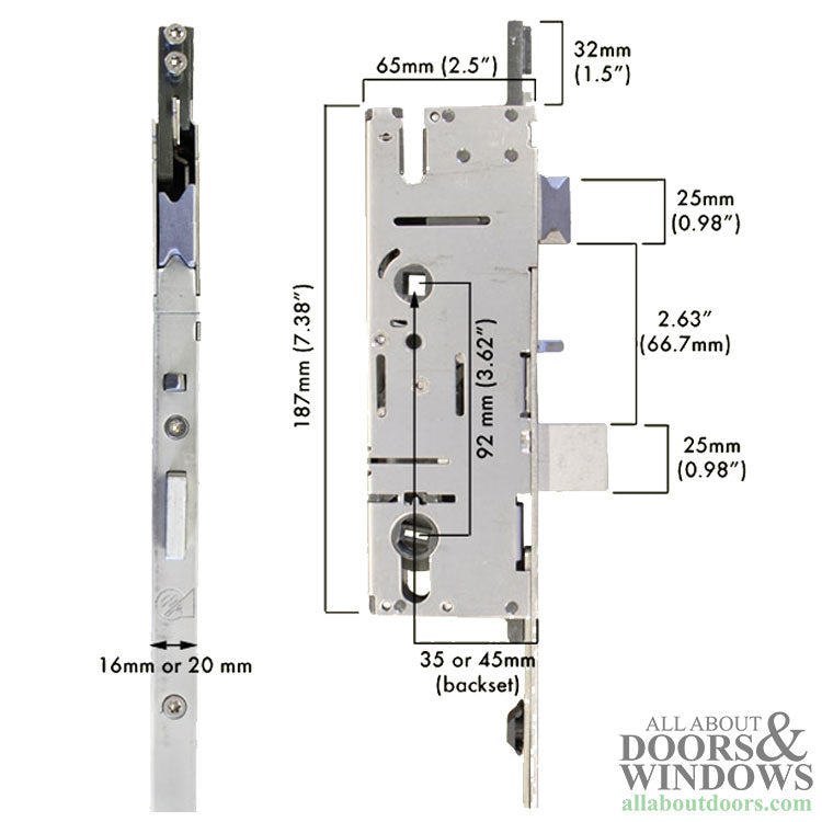 Amesbury Multipoint Lock P2000 American Style Active Mortise Lock With Tongue - Amesbury Multipoint Lock P2000 American Style Active Mortise Lock With Tongue