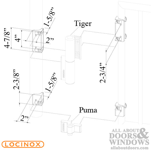 Aluminum Locinox Brackets to Mount Tiger Gate Closer to Chain Link Fence - Aluminum Locinox Brackets to Mount Tiger Gate Closer to Chain Link Fence