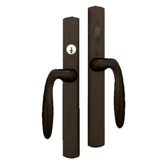 HOPPE HLS 9000 Sliding Door Modern Handle Set with Verona Lever Active Keyed Rustic Umber