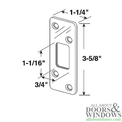Deadbolt strike - Security - 1/4 inch Radius Corner - Brass - Deadbolt strike - Security - 1/4 inch Radius Corner - Brass