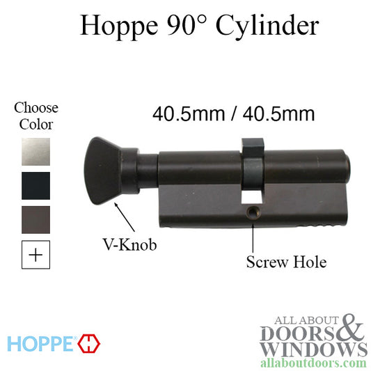 40.5/40.5 Euro Profile Full Cylinder with 90° V-knob, 2-1/4" Doors