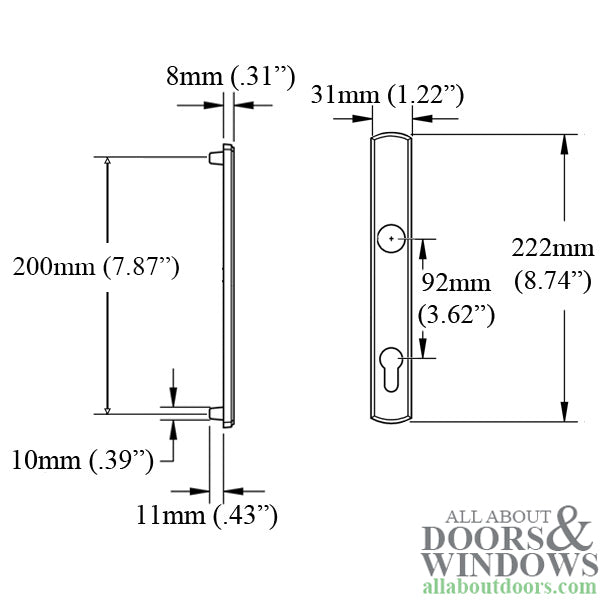 Generic Contemporary Exterior Backplate for Active Handlesets - Blemished - Generic Contemporary Exterior Backplate for Active Handlesets - Blemished