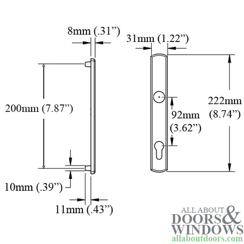 Generic Contemporary Exterior Backplate for Active Handlesets - Blemished - Generic Contemporary Exterior Backplate for Active Handlesets - Blemished