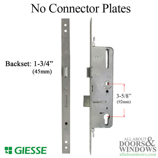 Giesse Lock Mechanism with Deadbolt, 45/92, 22mm - No Connector Plates