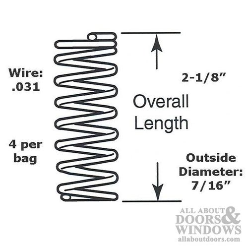 Compression Spring - 7/16 Inch Diameter X 2-1/8 Inches Long - .031 Wire - Compression Spring - 7/16 Inch Diameter X 2-1/8 Inches Long - .031 Wire