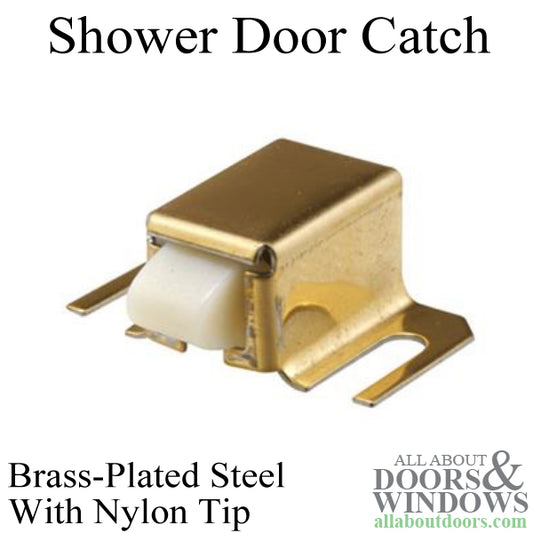 Catch, Shower Door, Nylon Tip - BRASS