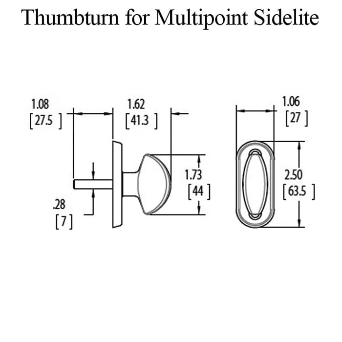 Thumbturn for Multipoint Sidelite 1-11/16 Inch (43mm) Screw Hole Center Choose Color - Thumbturn for Multipoint Sidelite 1-11/16 Inch (43mm) Screw Hole Center Choose Color