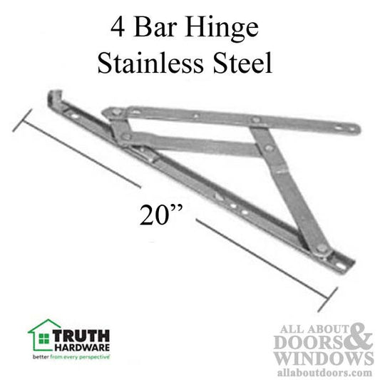 4 Bar Hinges 20 inch Window Track, Truth 34.16 - SS