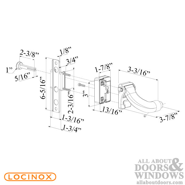 Aluminum Locinox Push Bar for Surface-Mounted Gate Locks, 5 Foot Width - Aluminum Locinox Push Bar for Surface-Mounted Gate Locks, 5 Foot Width