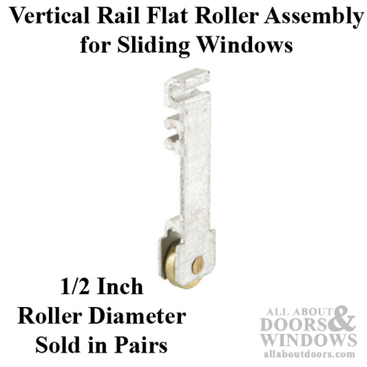 Roller Assembly (Flat) - Sliding Windows, Vertical Rail - Aluminum / Steel