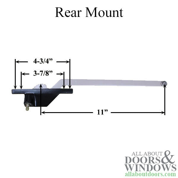 Truth Left Hand 11 Inch Single Arm Rear Mount Casement Operator with Round Shoe - Truth Left Hand 11 Inch Single Arm Rear Mount Casement Operator with Round Shoe