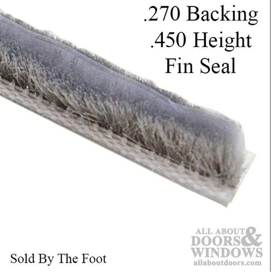 Weatherstrip .270 backing x .450  T-Slot pile w/ Fin Seal, Door & Window