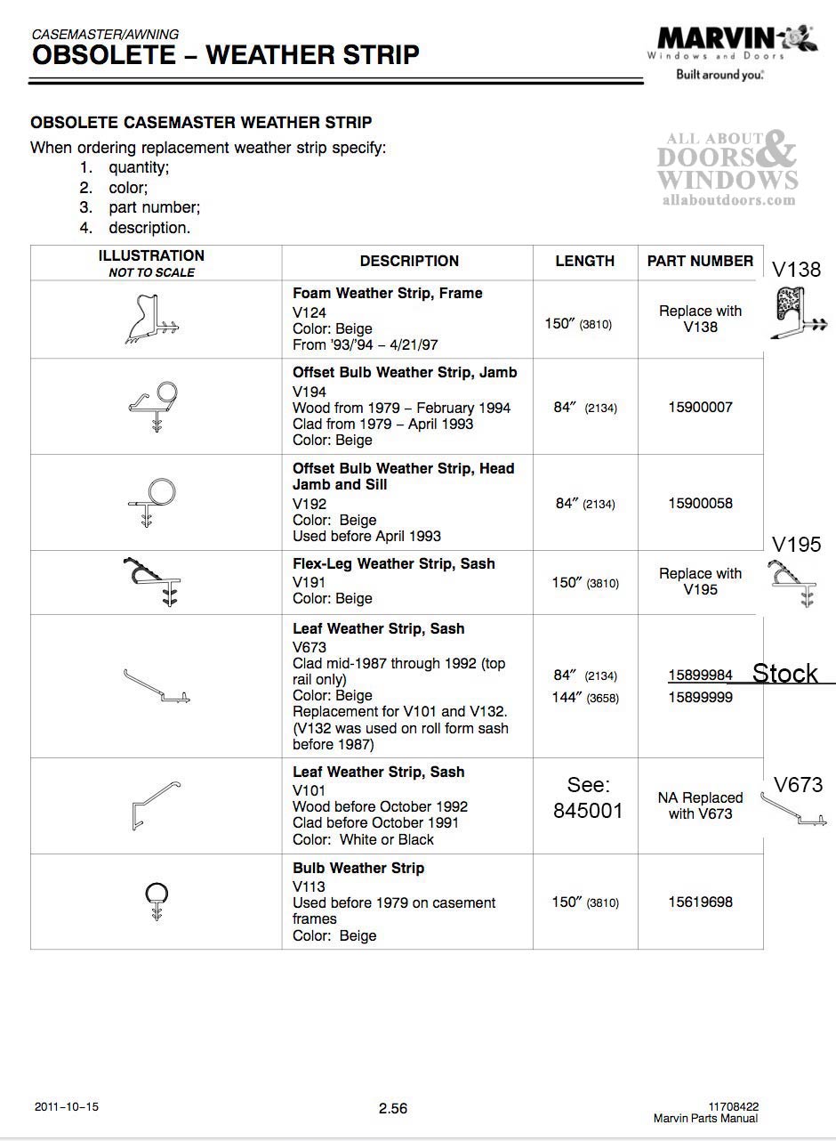 Marvin Casement Window Bulb Weather Strip 2