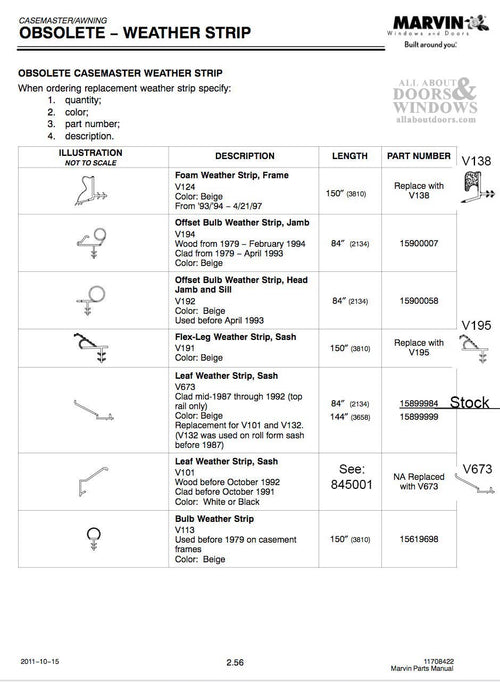 Marvin Casement Window Bulb Weather Strip 2