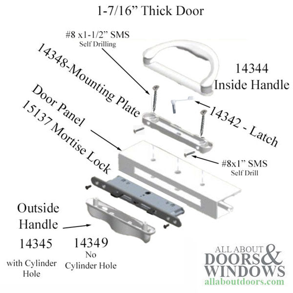 Milgard Classic Style Inside Handle Kit Vinyl Sliding Patio Glass Door Hardware 4-15/16