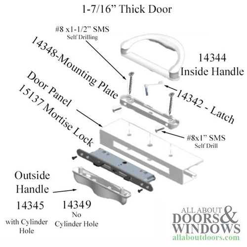 Milgard Classic Style Inside Handle Kit Vinyl Sliding Patio Glass Door Hardware 4-15/16